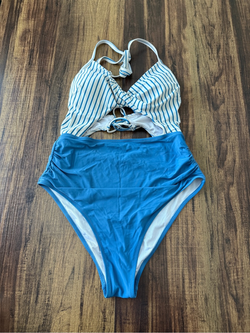 Cupshe Blue and White Striped One-Piece Swimsuit